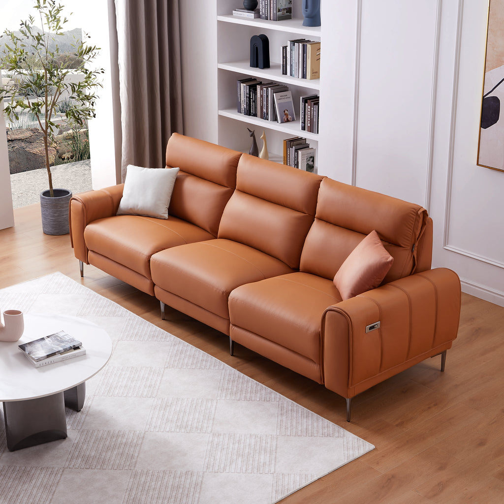 Canapé-lit inclinable électrique en cuir Louis