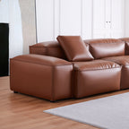 Cube Modular Khaki Genuine Leather Sectional