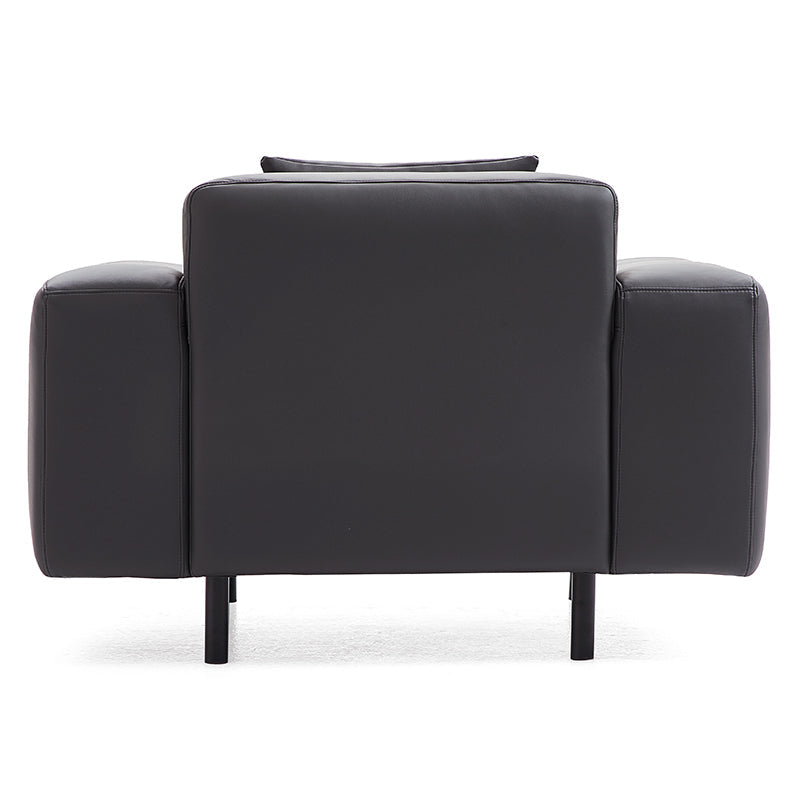 Ensemble canapé et pouf en cuir gris foncé Noble