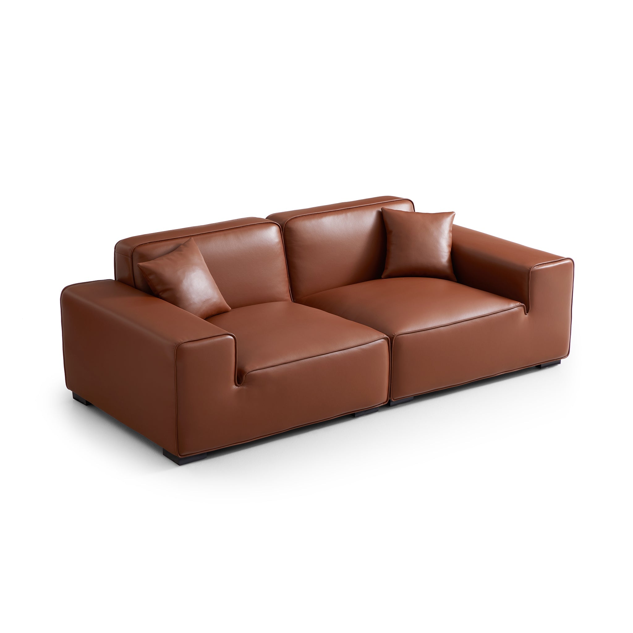 Domus Modular Black Leather Sofa