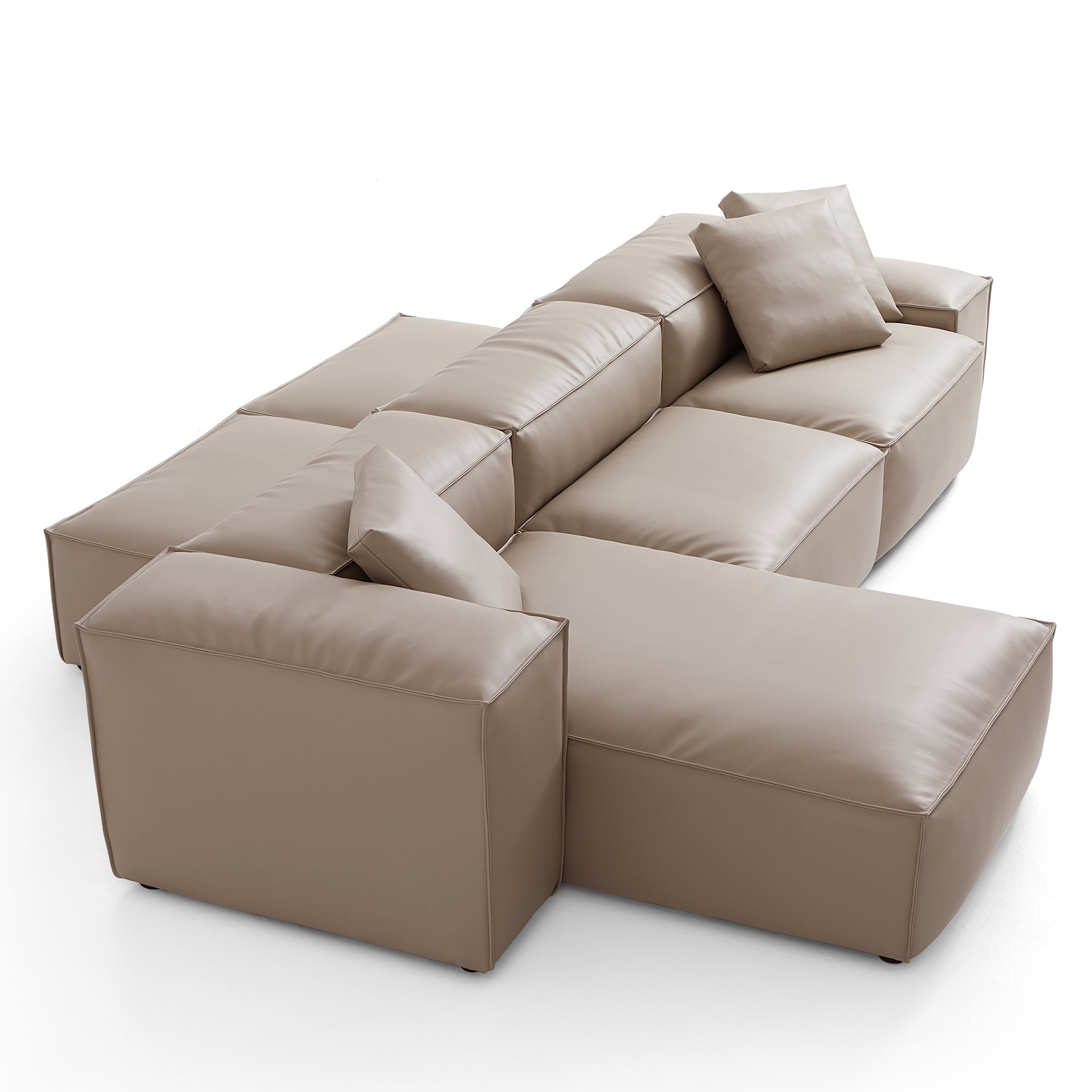 Cube Modular Black Genuine Leather Double-Sided Sectional