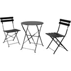 Ensemble bistrot pliant en métal 3 pièces, résistant aux intempéries, pour l'extérieur et l'intérieur, idéal pour la terrasse, la cour et le jardin.