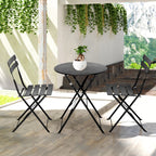 Ensemble bistrot pliant en métal 3 pièces, résistant aux intempéries, pour l'extérieur et l'intérieur, idéal pour la terrasse, la cour et le jardin.