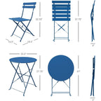 Ensemble bistrot pliant en métal 3 pièces, résistant aux intempéries, pour l'extérieur et l'intérieur, idéal pour la terrasse, la cour et le jardin.