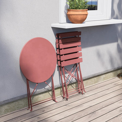 Ensemble bistrot pliant en métal 3 pièces, résistant aux intempéries, pour l'extérieur et l'intérieur, idéal pour la terrasse, la cour et le jardin.
