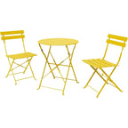 Ensemble bistrot pliant en métal 3 pièces, résistant aux intempéries, pour l'extérieur et l'intérieur, idéal pour la terrasse, la cour et le jardin.