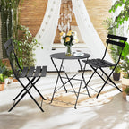 Ensemble bistrot pliant en métal 3 pièces, résistant aux intempéries, pour l'extérieur et l'intérieur, idéal pour la terrasse, la cour et le jardin.