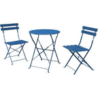Ensemble bistrot pliant en métal 3 pièces, résistant aux intempéries, pour l'extérieur et l'intérieur, idéal pour la terrasse, la cour et le jardin.