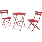 Ensemble bistrot pliant en métal 3 pièces, résistant aux intempéries, pour l'extérieur et l'intérieur, idéal pour la terrasse, la cour et le jardin.
