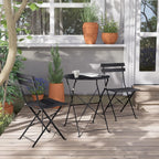 Ensemble bistrot pliant en métal 3 pièces, résistant aux intempéries, pour l'extérieur et l'intérieur, idéal pour la terrasse, la cour et le jardin.