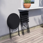 Ensemble bistrot pliant en métal 3 pièces, résistant aux intempéries, pour l'extérieur et l'intérieur, idéal pour la terrasse, la cour et le jardin.