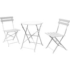 Ensemble bistrot pliant en métal 3 pièces, résistant aux intempéries, pour l'extérieur et l'intérieur, idéal pour la terrasse, la cour et le jardin.