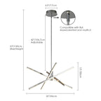 Lustre LED moderne en aluminium noir/doré, plafonnier linéaire Spoutnik pour salon/salle à manger/cuisine