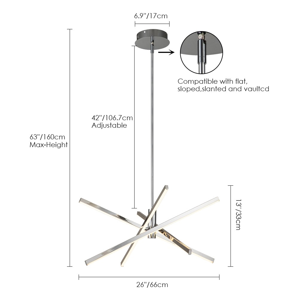 Lustre LED moderne en aluminium noir/doré, plafonnier linéaire Spoutnik pour salon/salle à manger/cuisine