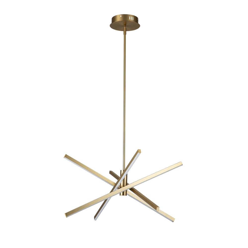 Lustre LED moderne en aluminium noir/doré, plafonnier linéaire Spoutnik pour salon/salle à manger/cuisine