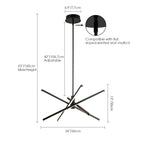 Lustre LED moderne en aluminium noir/doré, plafonnier linéaire Spoutnik pour salon/salle à manger/cuisine