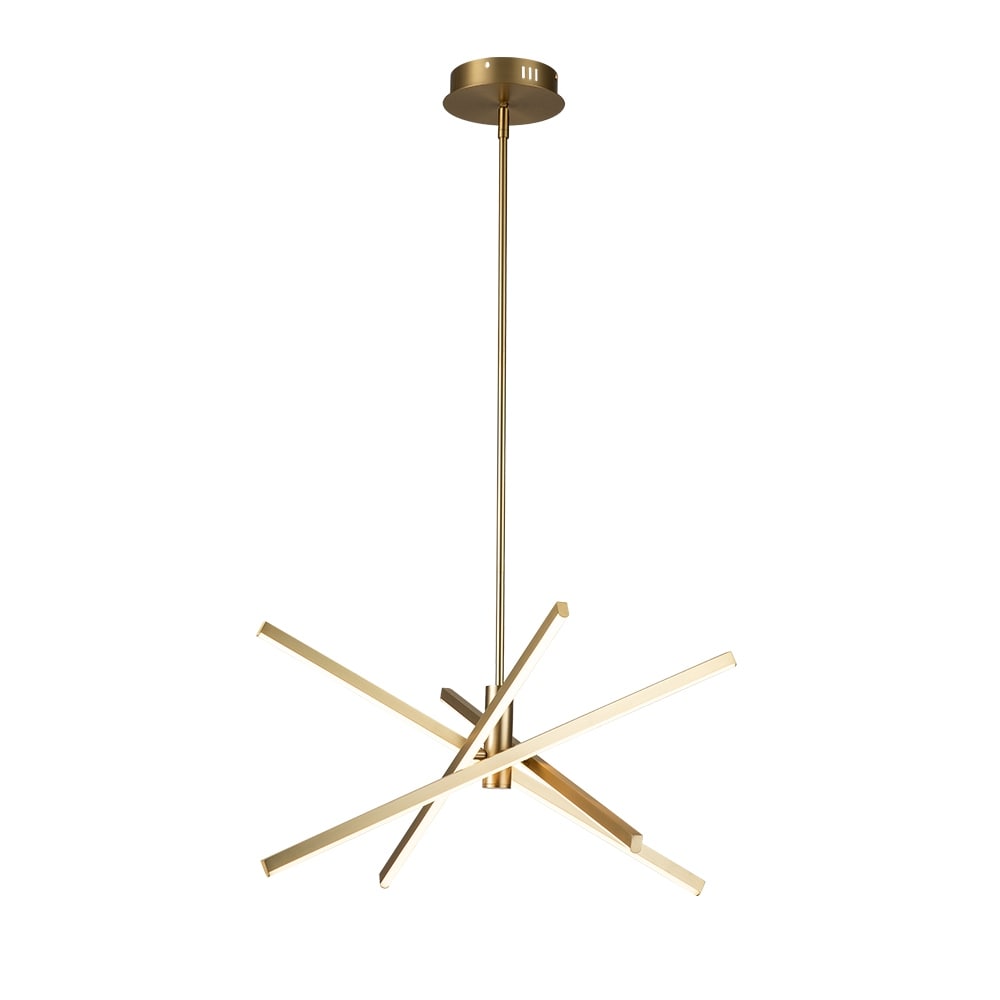 Lustre LED moderne en aluminium noir/doré, plafonnier linéaire Spoutnik pour salon/salle à manger/cuisine