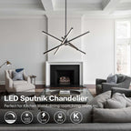 Lustre LED moderne en aluminium noir/doré, plafonnier linéaire Spoutnik pour salon/salle à manger/cuisine