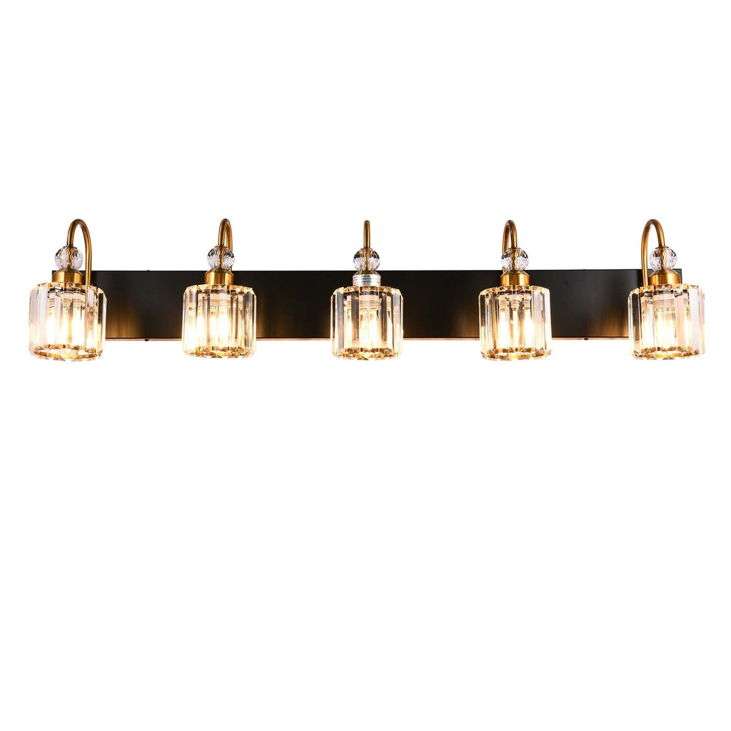 Applique murale moderne en cristal chromé/noir/doré pour salle de bain, éclairage de vanité