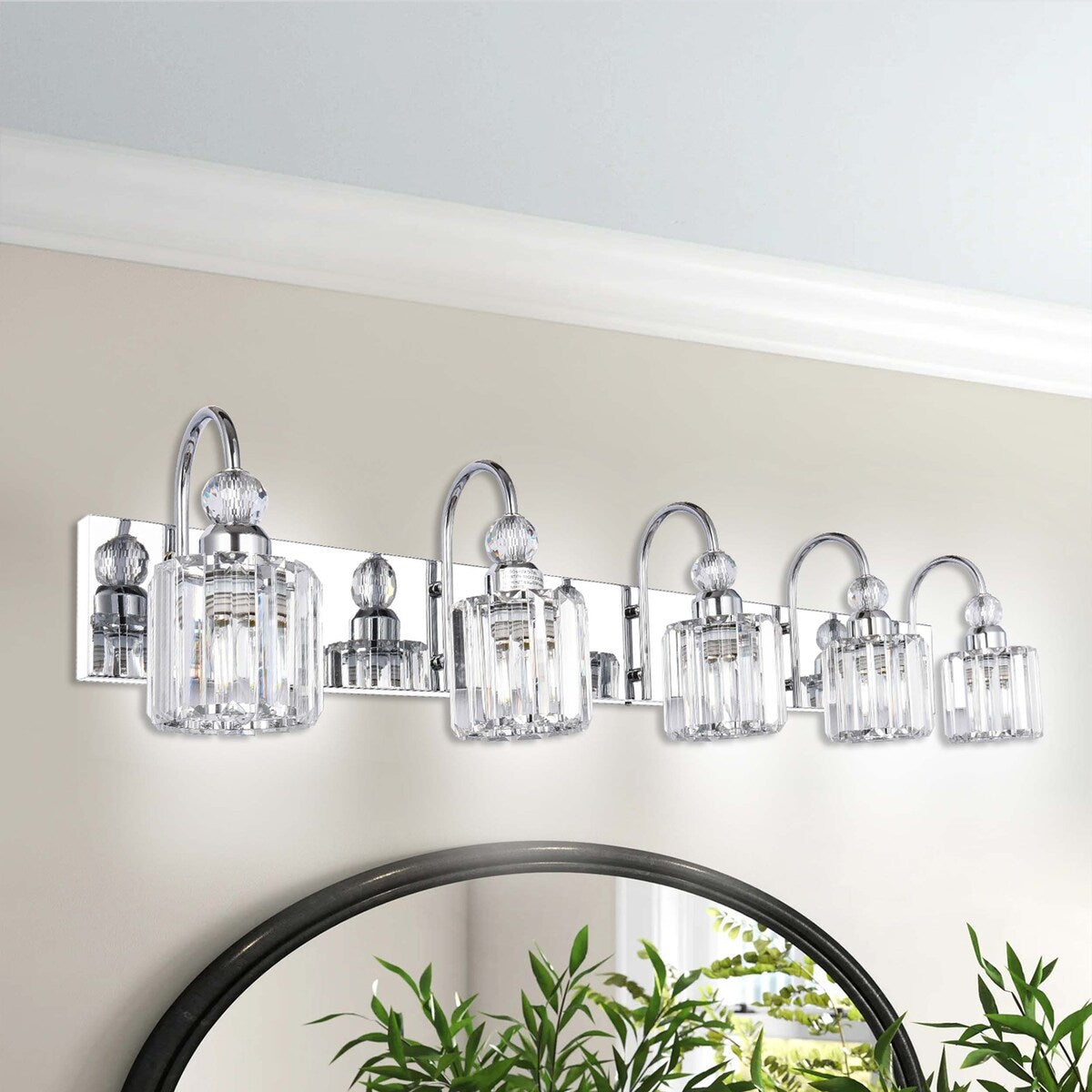 Applique murale moderne en cristal chromé/noir/doré pour salle de bain, éclairage de vanité