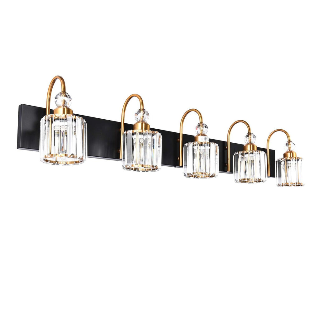 Applique murale moderne en cristal chromé/noir/doré pour salle de bain, éclairage de vanité