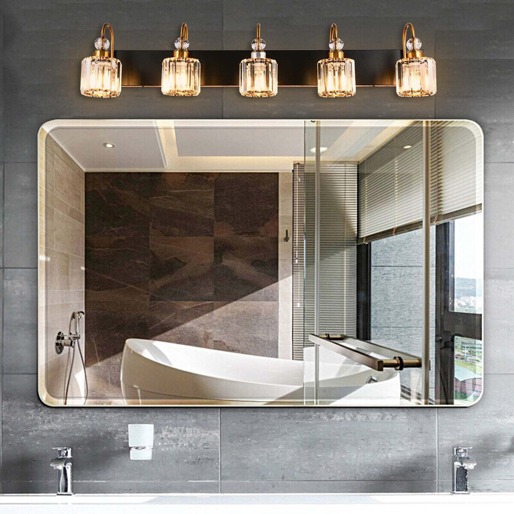 Applique murale moderne en cristal chromé/noir/doré pour salle de bain, éclairage de vanité