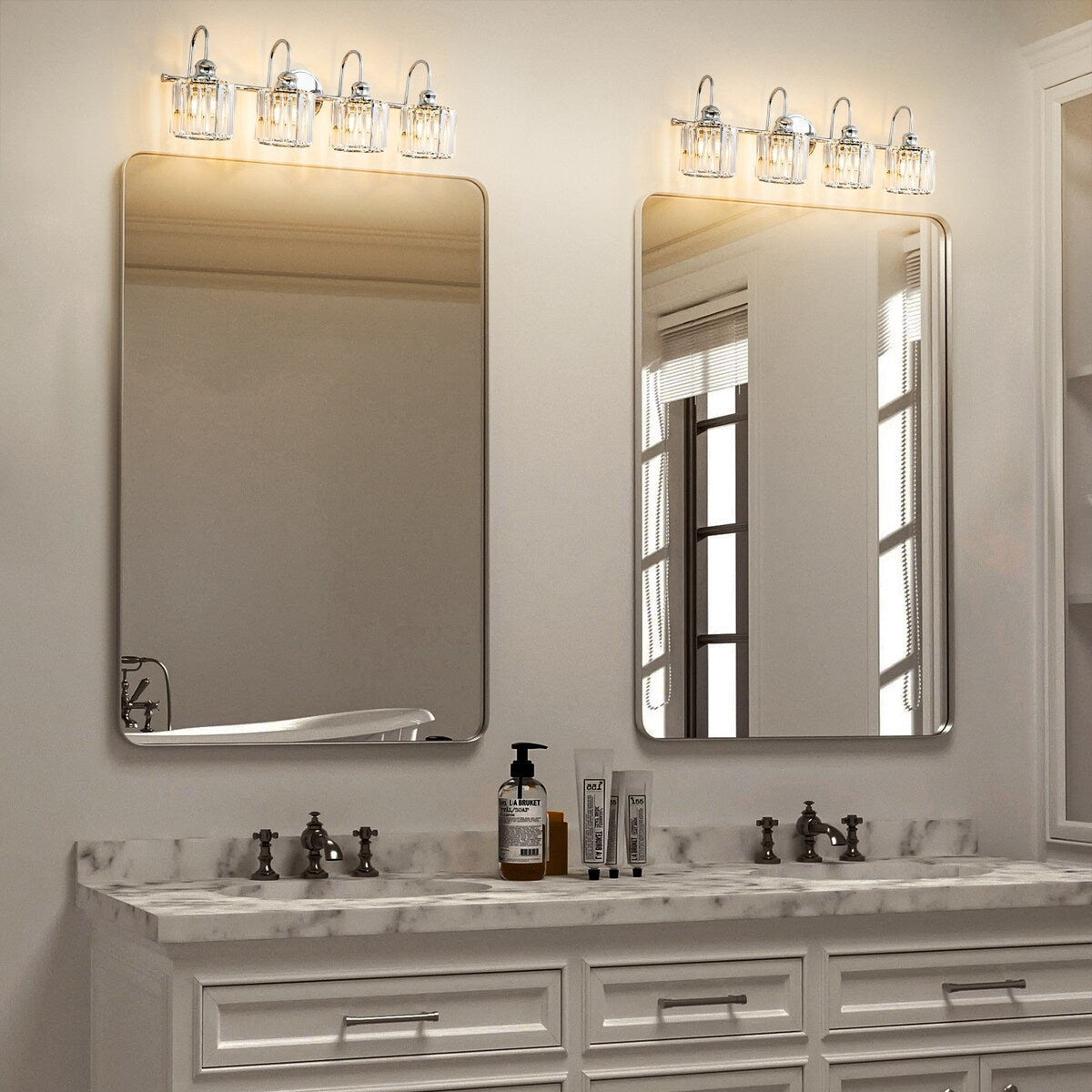 Applique murale moderne en cristal chromé/noir/doré pour salle de bain, éclairage de vanité