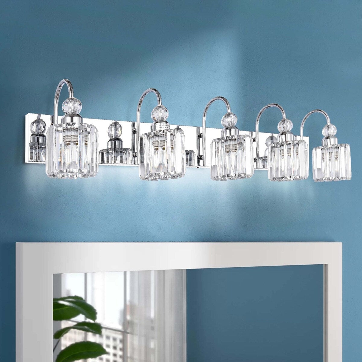 Applique murale moderne en cristal chromé/noir/doré pour salle de bain, éclairage de vanité
