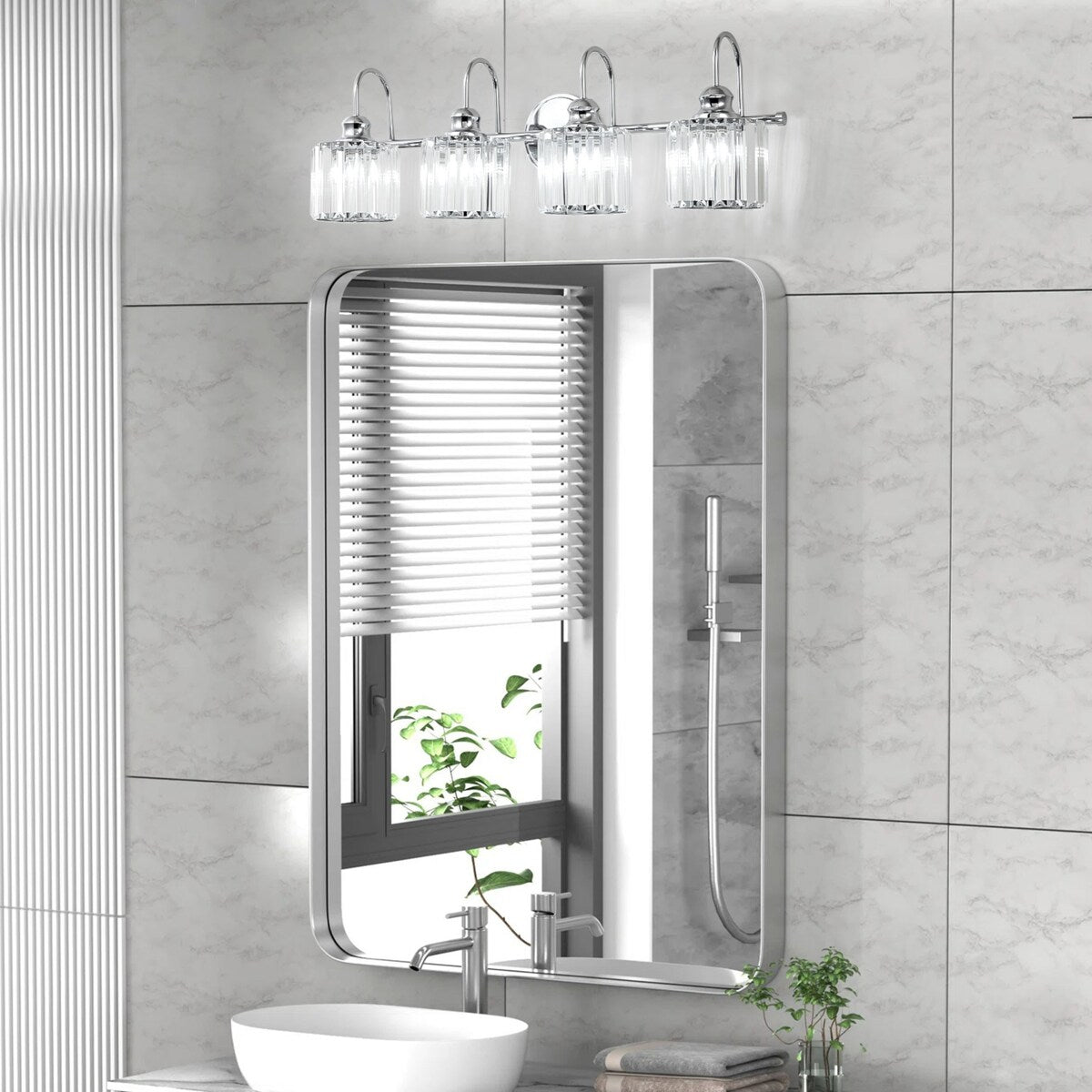 Applique murale moderne en cristal chromé/noir/doré pour salle de bain, éclairage de vanité