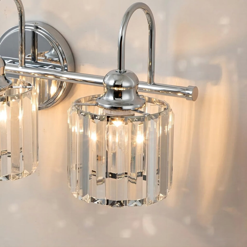Applique murale moderne en cristal chromé/noir/doré pour salle de bain, éclairage de vanité