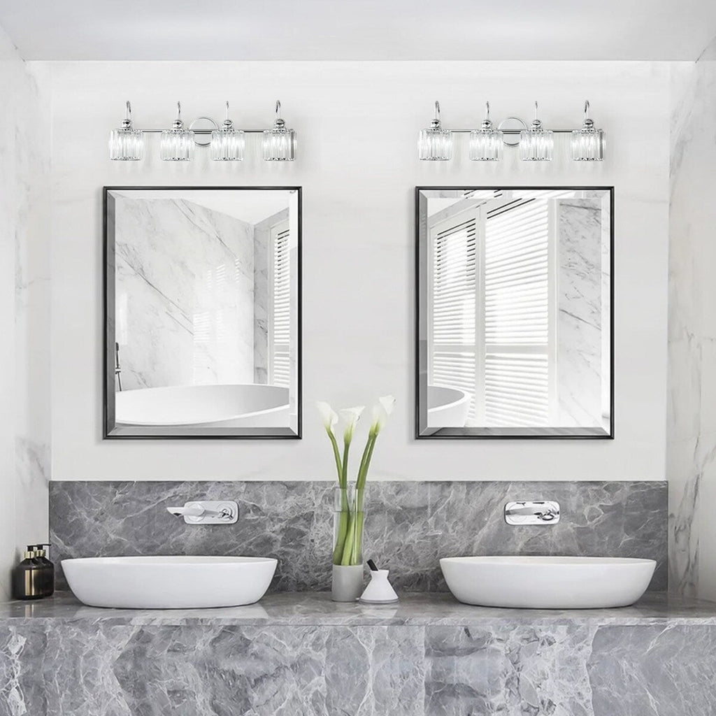 Applique murale moderne en cristal chromé/noir/doré pour salle de bain, éclairage de vanité
