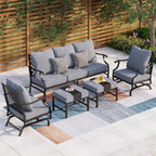 Ensemble de salon de jardin MAISON ARTS 4/5 pièces, canapé avec 2 fauteuils simples, 1 canapé 3 places et table basse/poufs