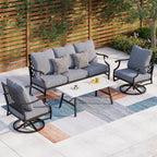 Ensemble de salon de jardin MAISON ARTS 4/5 pièces, canapé avec 2 fauteuils simples, 1 canapé 3 places et table basse/poufs
