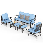 Ensemble de salon de jardin MAISON ARTS 4/5 pièces, canapé avec 2 fauteuils simples, 1 canapé 3 places et table basse/poufs