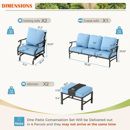 Ensemble de salon de jardin MAISON ARTS 4/5 pièces, canapé avec 2 fauteuils simples, 1 canapé 3 places et table basse/poufs