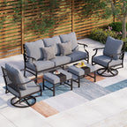 Ensemble de salon de jardin MAISON ARTS 4/5 pièces, canapé avec 2 fauteuils simples, 1 canapé 3 places et table basse/poufs