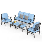 Ensemble de salon de jardin MAISON ARTS 4/5 pièces, canapé avec 2 fauteuils simples, 1 canapé 3 places et table basse/poufs