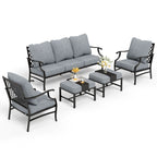 Ensemble de salon de jardin MAISON ARTS 4/5 pièces, canapé avec 2 fauteuils simples, 1 canapé 3 places et table basse/poufs