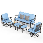 Ensemble de salon de jardin MAISON ARTS 4/5 pièces, canapé avec 2 fauteuils simples, 1 canapé 3 places et table basse/poufs