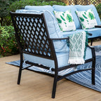 Ensemble de salon de jardin MAISON ARTS 4/5 pièces, canapé avec 2 fauteuils simples, 1 canapé 3 places et table basse/poufs
