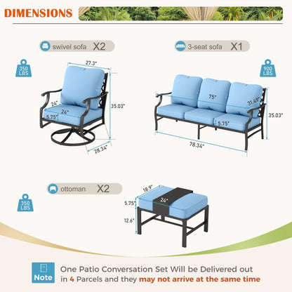 Ensemble de salon de jardin MAISON ARTS 4/5 pièces, canapé avec 2 fauteuils simples, 1 canapé 3 places et table basse/poufs