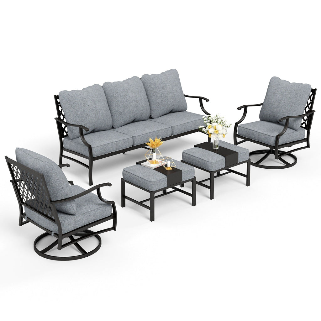 Ensemble de salon de jardin MAISON ARTS 4/5 pièces, canapé avec 2 fauteuils simples, 1 canapé 3 places et table basse/poufs
