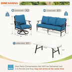 Ensemble de salon de jardin MAISON ARTS 4/5 pièces, canapé avec 2 fauteuils simples, 1 canapé 3 places et table basse/poufs