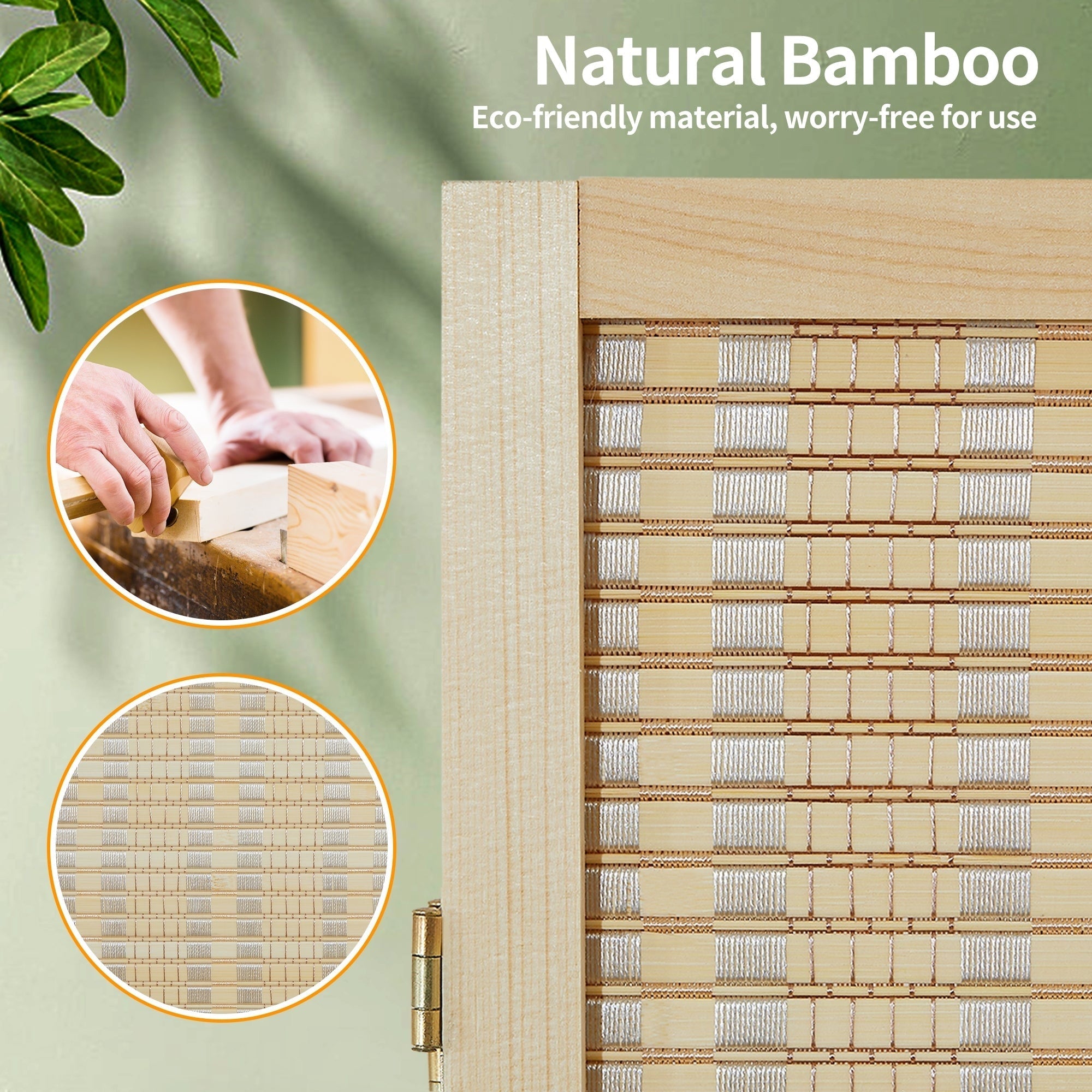 Cloison de séparation en bambou 4/6 panneaux, 1,8 m, amovible, pour séparation de pièce, écran de confidentialité pliable