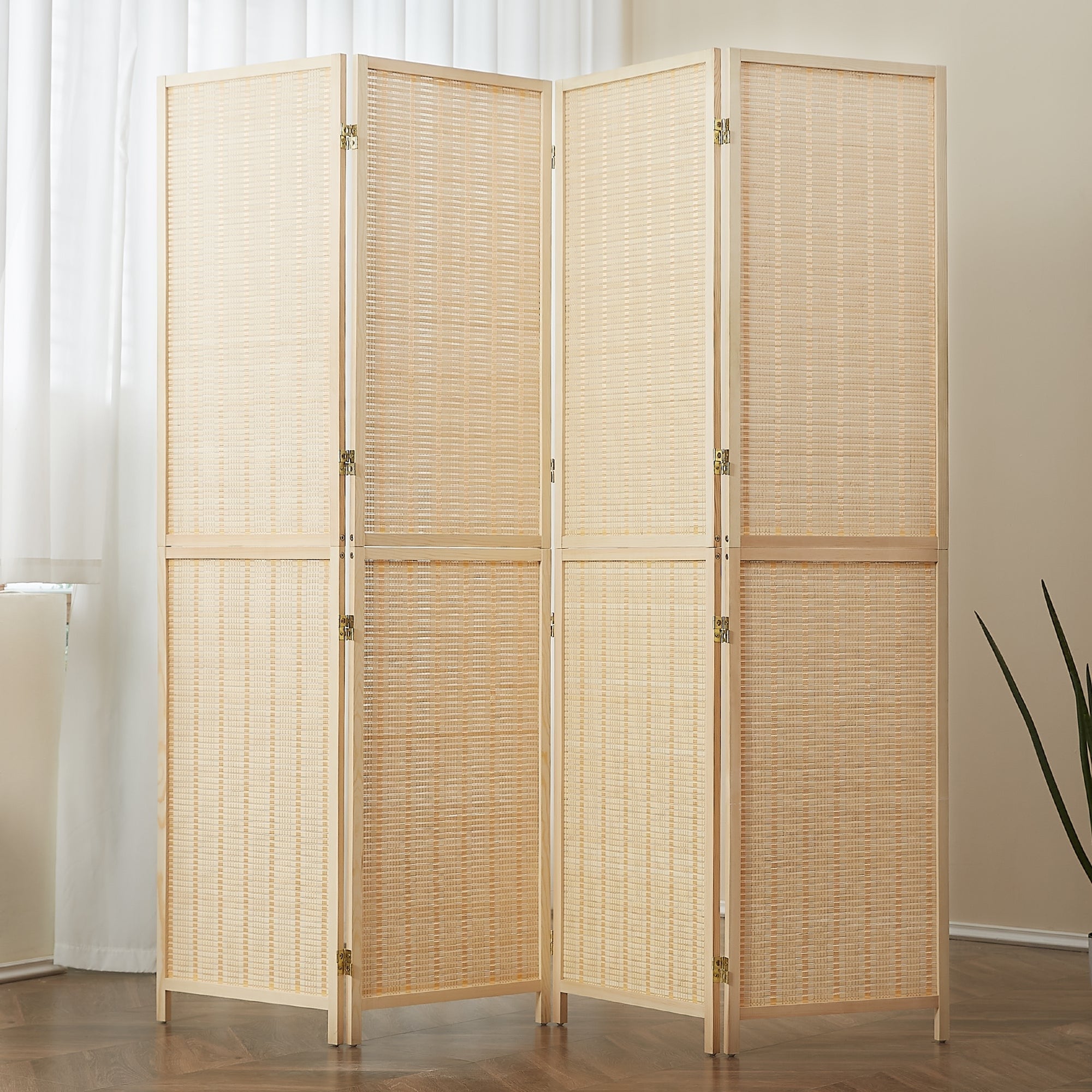Cloison de séparation en bambou 4/6 panneaux, 1,8 m, amovible, pour séparation de pièce, écran de confidentialité pliable