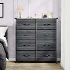 Commode moderne en tissu à 4/8/10 tiroirs avec plateau en bois