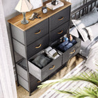 Commode moderne en tissu à 4/8/10 tiroirs avec plateau en bois