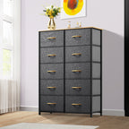 Commode moderne en tissu à 4/8/10 tiroirs avec plateau en bois