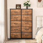 Commode moderne en tissu à 4/8/10 tiroirs avec plateau en bois