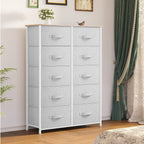 Commode moderne en tissu à 4/8/10 tiroirs avec plateau en bois
